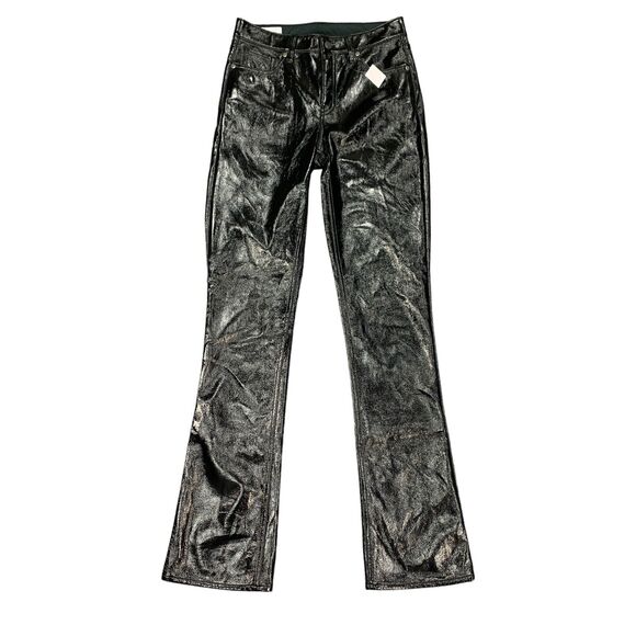 Gap Pants Womens 4T Tall Black Mid Rise Vegan Patent Leather Baby Boot Pocket - Picture 1 of 14
